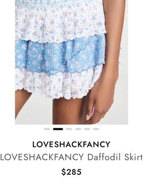 LoveShackFancy Daffodil Mini Skirt in Vista Blue XS